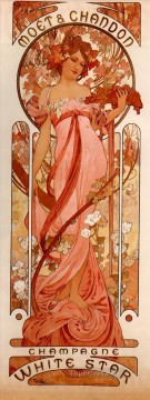 モエ エ シャンドン ホワイト スター 1899 チェコ アール ヌーボー独特のアルフォンス ミュシャ Oil Paintings